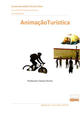 Escola Secundária Ferreira Dias
Curso Técnico Profissional Turismo
TIAT 2012/2013
Modulo 8 | Carina Silva nº8 2ºT
1
Professora Teresa Fecha
AnimaçãoTurística
 