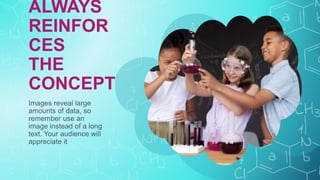 ALWAYS
REINFOR
CES
THE
CONCEPT
Images reveal large
amounts of data, so
remember use an
image instead of a long
text. Your audience will
appreciate it
 