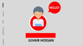 MY NAME IS
HOMEABOUTSKILLPORTFOLIOCONTACT
HELLO!
JUVAIR HOSSAN
 