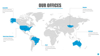 OUR OFFICES
United States Of America
Brazil
Alaska(USA) Mongolia
AUSTRALIA
Lorem Ipsum is simply dummy
text of the printing and typesetting
industry.
Lorem Ipsum is simply dummy
text of the printing and typesetting
industry.
Lorem Ipsum is simply dummy
text of the printing and typesetting
industry.
Lorem Ipsum is simply dummy
text of the printing and typesetting
industry.
Lorem Ipsum is simply dummy
text of the printing and typesetting
industry.
11
 