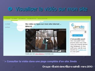   Visualiser la vidéo sur mon site > Consulter la vidéo dans une page complète d’un site  Jimdo Groupe « Isolé dans l’autre salle » mars 2010 