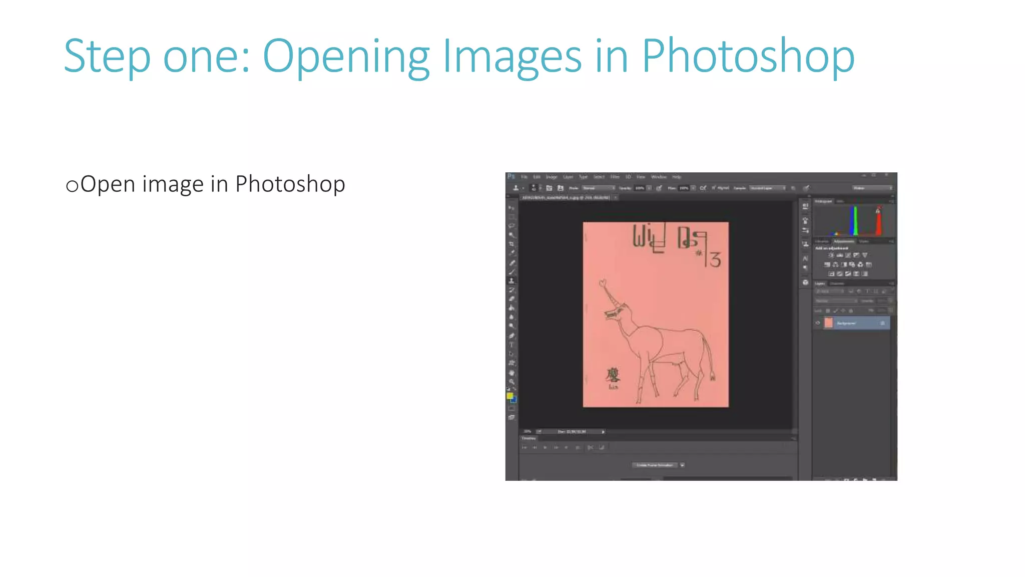 Step one: Opening Images in Photoshop
oOpen image in Photoshop
 