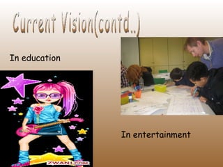In education In entertainment Current Vision(contd..)  