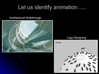 Architectural Walkthrough Logo Designing Let us identify animation….. Tall Ant 