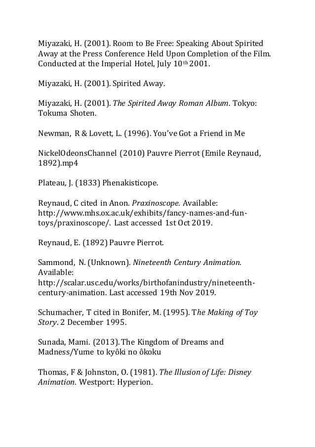 Animation Essay Spirited Story