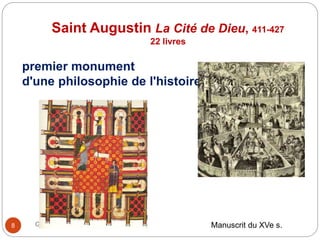 Saint Augustin La Cité de Dieu, 411-427
22 livres
G Bertin 20158
premier monument
d'une philosophie de l'histoire…
Manuscrit du XVe s.
 