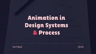 Animation in  
Design Systems  
& Process
Val Head @vlh
 