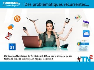 Des problématiques récurrentes…
L’Animation Numérique de Territoire est définie par la stratégie de son
territoire et de sa structure…et non par les outils !
 
