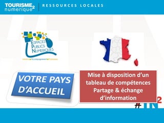 R E S S O U R C E S L O C A L E S
Mise à disposition d’un
tableau de compétences
Partage & échange
d’information
 