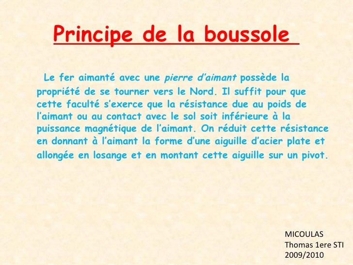 principe de la boussole