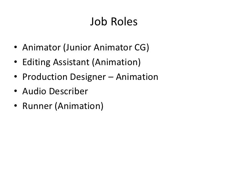 animation job descriptions