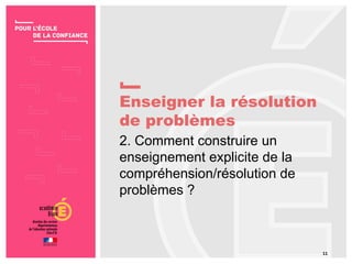 Enseigner la résolution
de problèmes
11
2. Comment construire un
enseignement explicite de la
compréhension/résolution de
problèmes ?
 