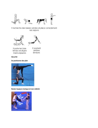Sécurité
Se positionne dos-plat

Rester toujours tonique et non relâché

 