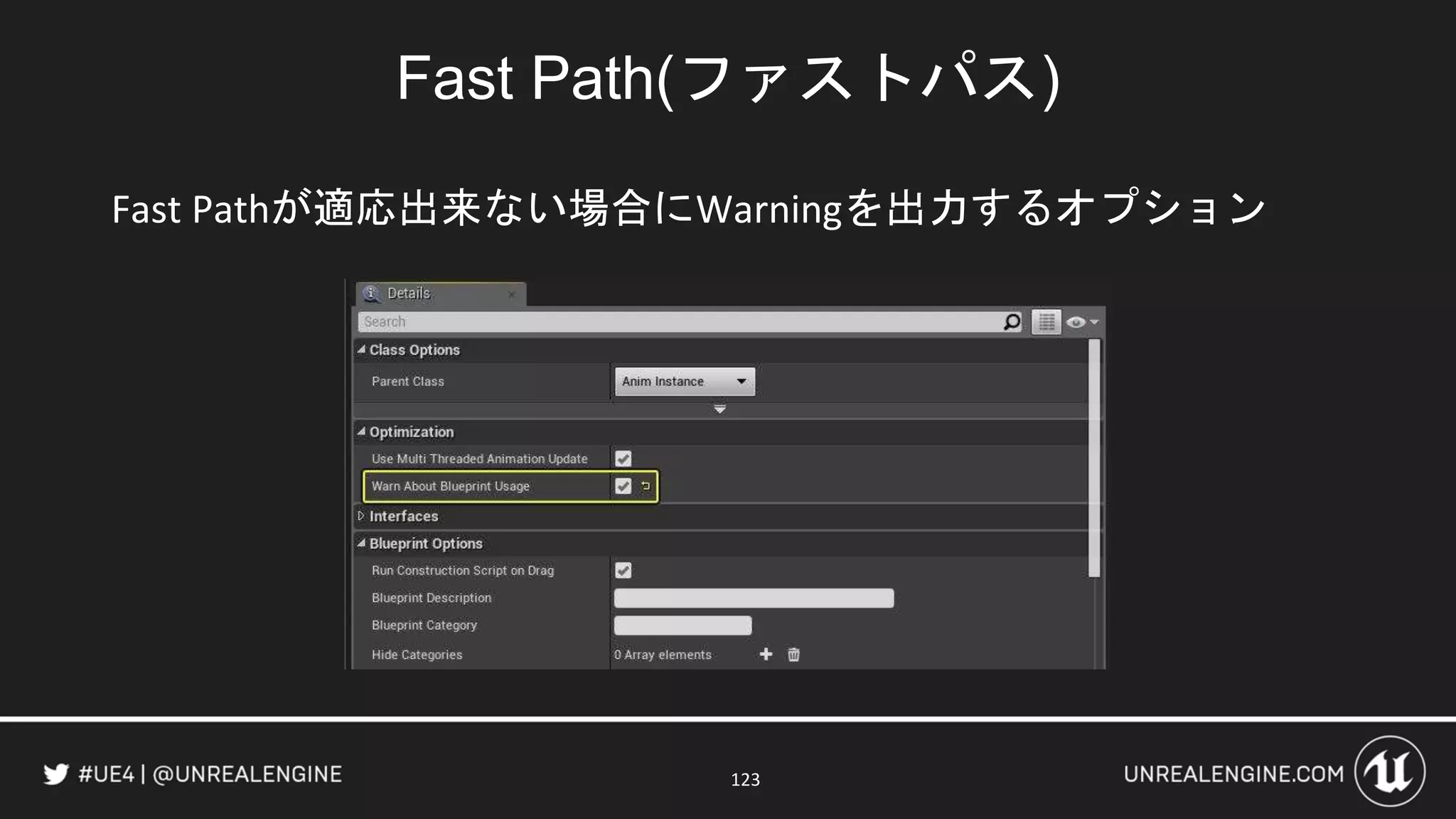 Fast Path(ファストパス)
Fast Pathが適応出来ない場合にWarningを出力するオプション
123
 