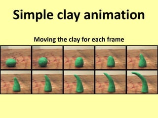 Simple clay animation
Moving the clay for each frame
 