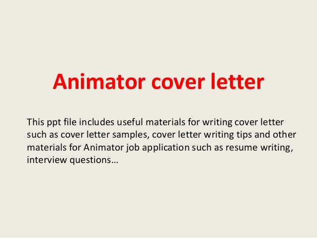 Animator cover letter