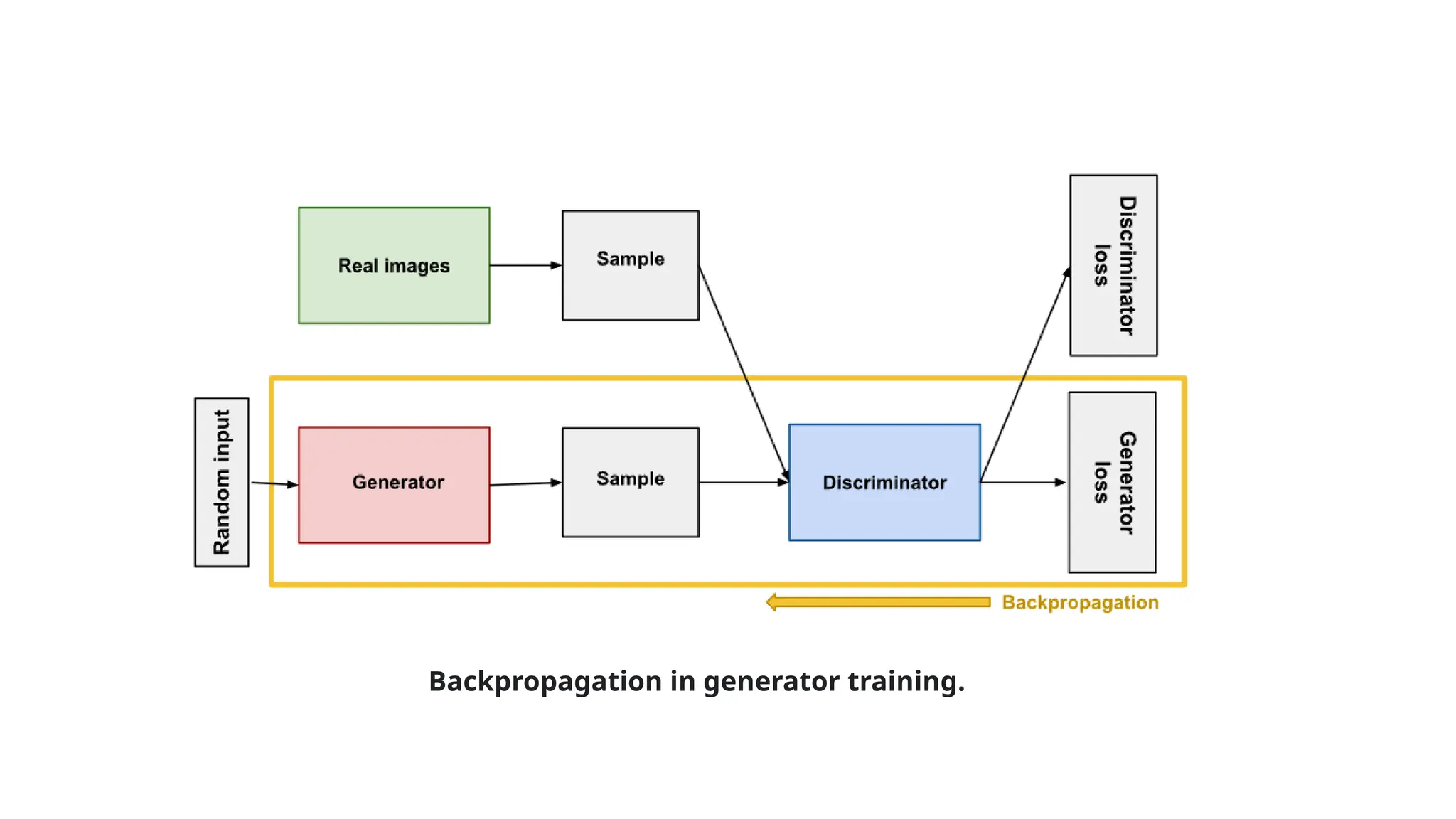 Backpropagation in generator training.
 