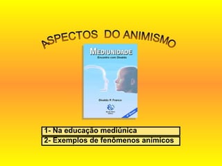 ASPECTOS  DO ANIMISMO 1- Na educação mediúnica 2- Exemplos de fenômenos anímicos 