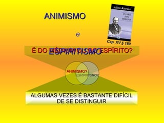 É DO MÉDIUM OU DO ESPÍRITO? ANIMISMO  e  ESPIRITISMO ESPIRITISMO? ANIMISMO? Cap. XV § 180 ALGUMAS VEZES É BASTANTE DIFÍCIL DE SE DISTINGUIR 