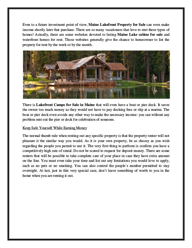An Income Opportunity For Lakefront Home Property Owners