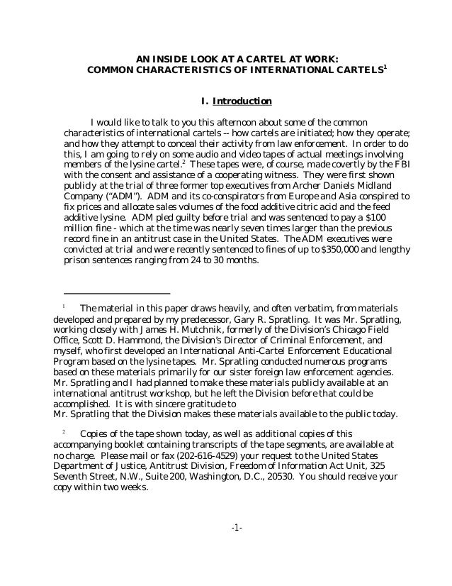 An inside look at a cartel at work common characteristics of internat…