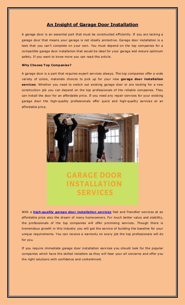 An Insight Of Garage Door Installation