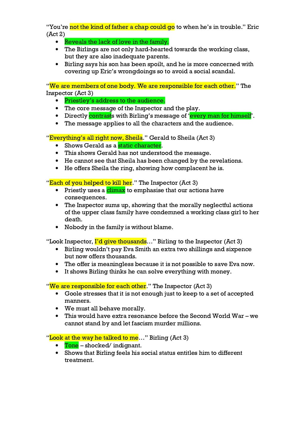 An Inspector Calls Quotations