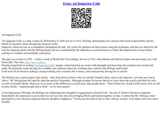 1912 Inpecter An Inspector Calls Essay | PDF