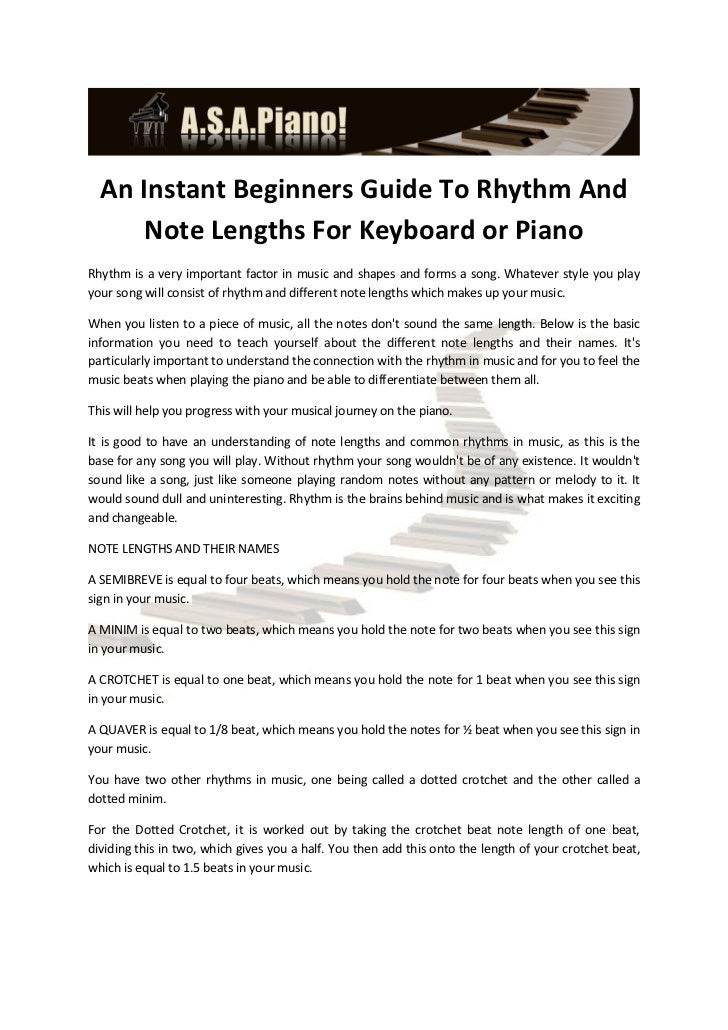 An Instant Beginners Guide to Rhythm and Note Lengths for Keyboard