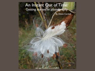 An Instant Out of Time:
Getting started in photography
                                              By Diane Cordell




      http://www.ﬂickr.com/photos/dmcordell/3981094291
 