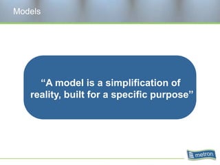 “A model is a simplification of reality, built for a specific purpose”Models