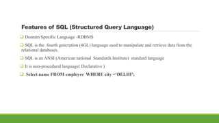 An intoduction to sql and its components | PPTX | Databases | Computer ...