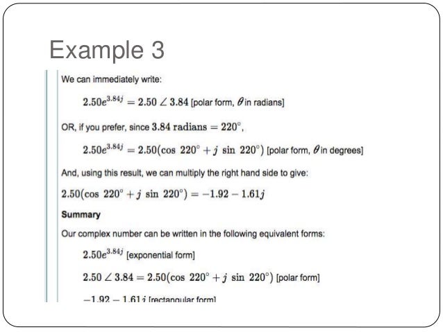 an introdcution to complex numbers jcw cos in exponential form