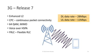 3G – Release 7
• Enhanced L2
• CPC – continuous packet connectivity
• 64 QAM, MIMO
• Voice over HSPA
• FRLC – Flexible RLC
DL data rate – 28Mbps
UL data rate – 11Mbps
© 2020 Andrei Novikov 45
 