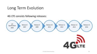 Release 13
2016
Release 12
2013
Release 11
2012
Release 10
2011
Release 9
2009
Release 8
2007
LTE
Specification
2005
Long Term Evolution
4G LTE consists following releases:
© 2020 Andrei Novikov 49
 