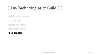 5 Key Technologies to Build 5G
• Millimeter waves
• Small cells
• Massive MIMO
• Beamforming
• Full Duplex
© 2020 Andrei Novikov 85
 