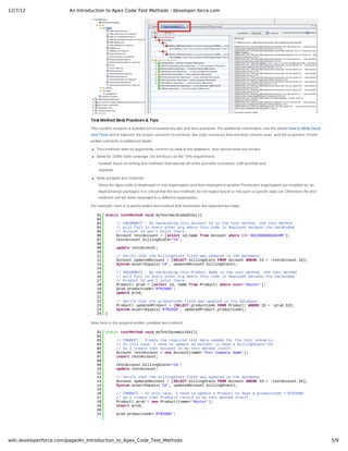 An introduction to apex code test methods developer.force | PDF