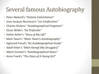 An introduction to autobiography and biography 