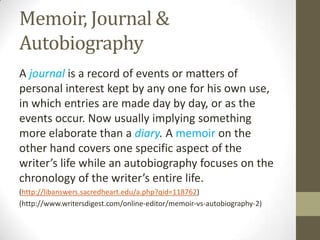 An introduction to autobiography and biography | PPTX