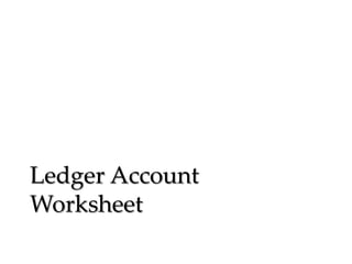 Ledger Account
Worksheet

 