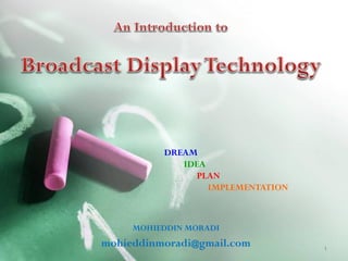 1
MOHIEDDIN MORADI
mohieddinmoradi@gmail.com
DREAM
IDEA
PLAN
IMPLEMENTATION
 