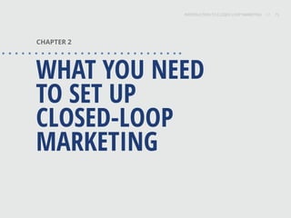 INTRODUCTION TO CLOSED-LOOP MARKETING 15
Share This
INTRODUCTION TO CLOSED LOOP MARKETING / / 15
CHAPTER 2
WHAT YOU NEED
TO SET UP
CLOSED-LOOP
MARKETING
 