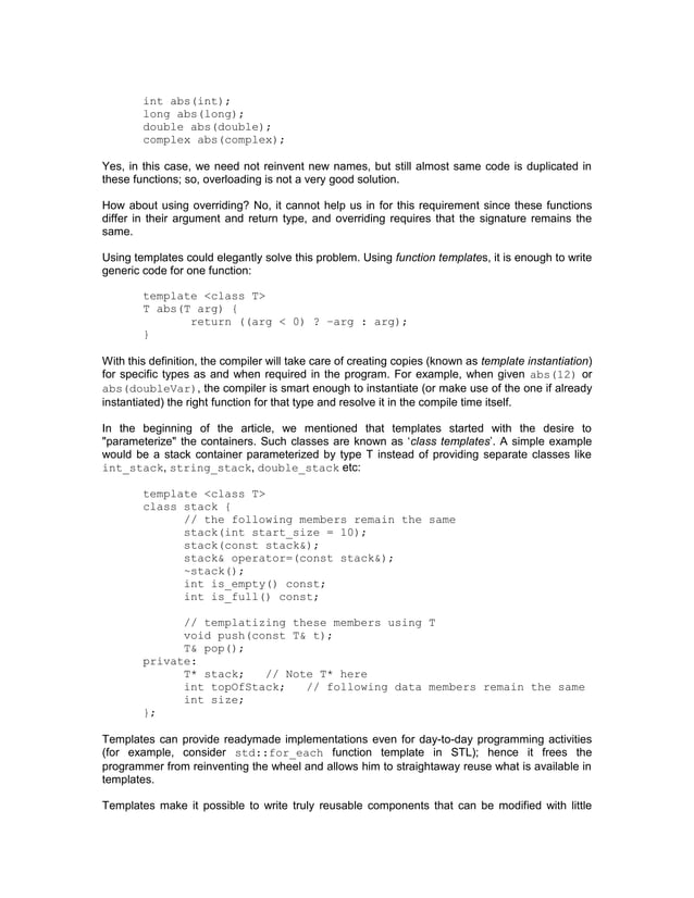 An Introduction To C++Templates | PDF