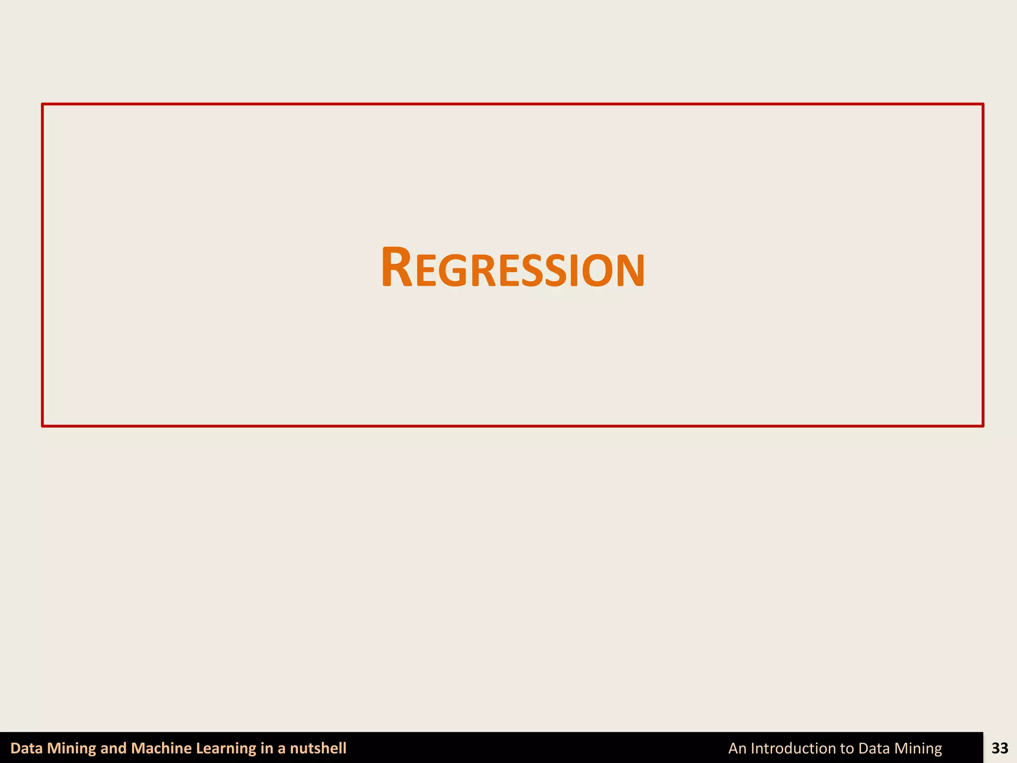 REGRESSION




Data Mining and Machine Learning in a nutshell                An Introduction to Data Mining   33
 