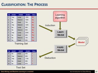 CLASSIFICATION: THE PROCESS




Data Mining and Machine Learning in a nutshell   An Introduction to Data Mining   17
 