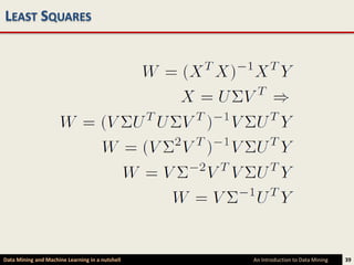 LEAST SQUARES




Data Mining and Machine Learning in a nutshell   An Introduction to Data Mining   39
 