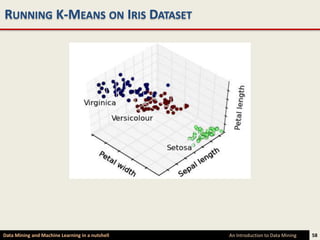 RUNNING K-MEANS ON IRIS DATASET




Data Mining and Machine Learning in a nutshell   An Introduction to Data Mining   58
 