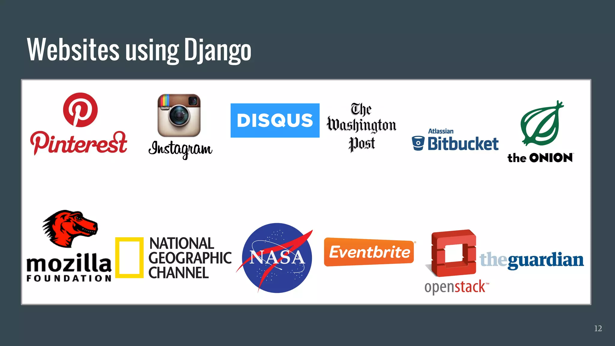 Websites using Django
12
 