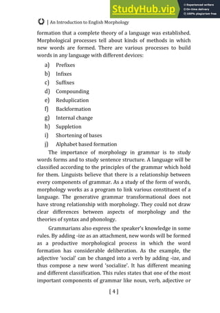 AN INTRODUCTION TO ENGLISH MORPHOLOGY | PDF