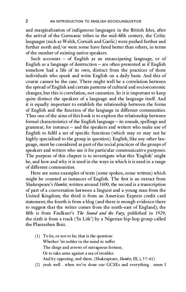 An Introduction To English Sociolinguistics